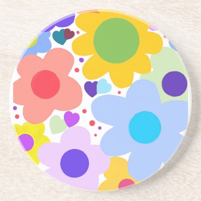 Pop up flowers sandstone coaster  (Front)