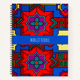 Pop up hexagon flowers Red Blue Isometric Pattern Notebook