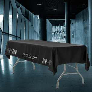 Pop Up Shop Business Logo QR Code Trade Show Black Tablecloth