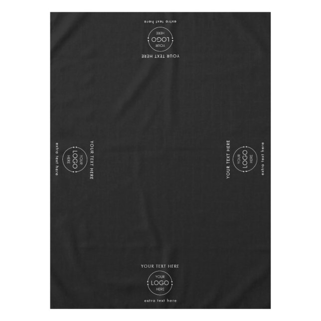 Pop Up Shop Table Banner Business Logo Text Black Tablecloth (Front)