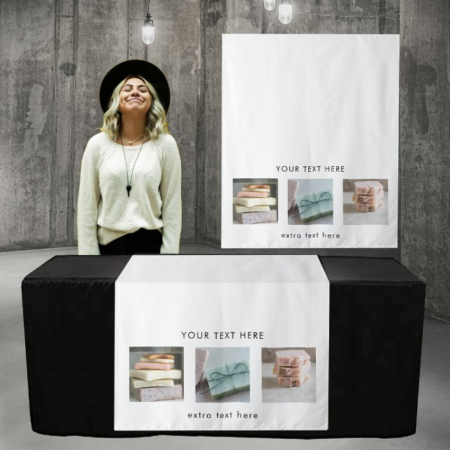 Pop Up Shop Table Runner Banner Business 3 Photos Tapestry (Pop Up Shop Table Runner Banner Business 3 Photos Tapestry)