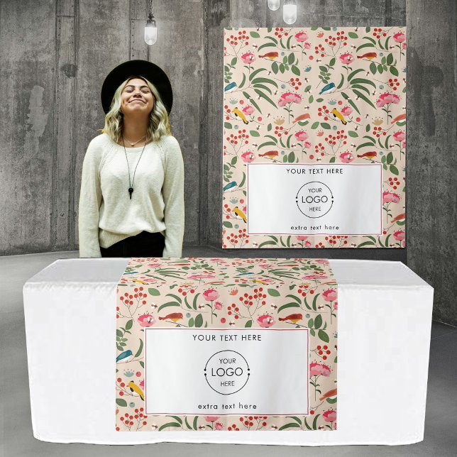 Pop Up Shop Table Runner Banner Logo Floral Birds  Tapestry (Pop Up Shop Table Runner Banner Logo Floral Birds Tapestry)