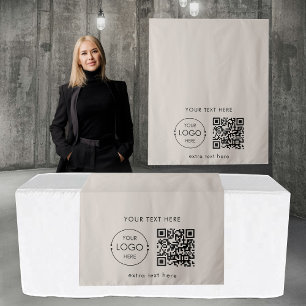 Pop Up Shop Table Runner Banner  Logo QR Code Tapestry