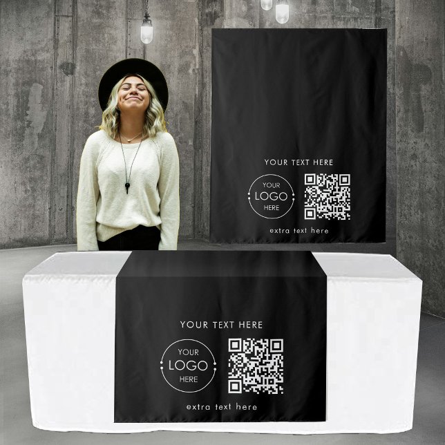 Pop Up Shop Table Runner Banner  Logo QR Code Tapestry (Pop Up Shop Table Runner Banner Logo QR Code Tapestry)
