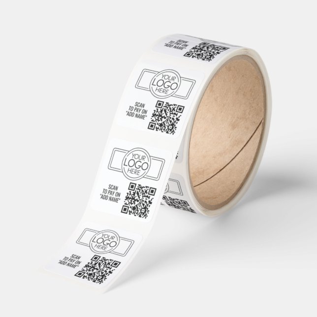 Pop Up Vendor - Booth Event Payment with QR Code Square Sticker (Roll)