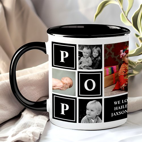 Pop We Love You Black Custom Photo Collage Mug