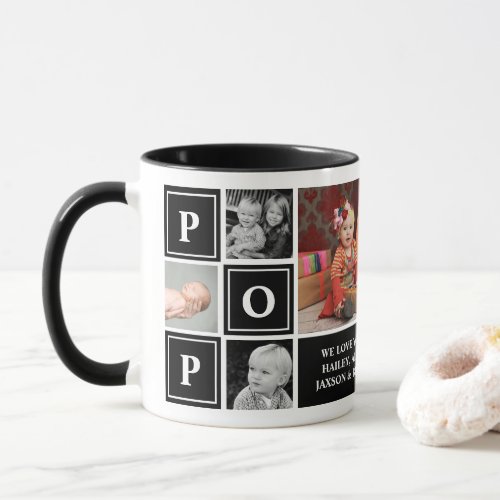 Pop We Love You Black Custom Photo Collage Mug