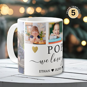 POP We Love You Grandkids 5 Photo Collage Coffee Mug