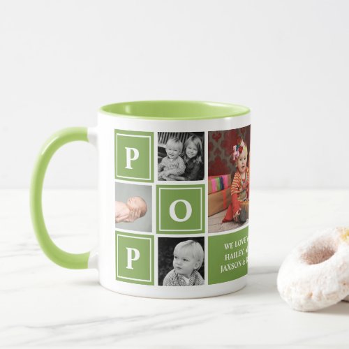 Pop We Love You Green Custom Photo Collage Mug