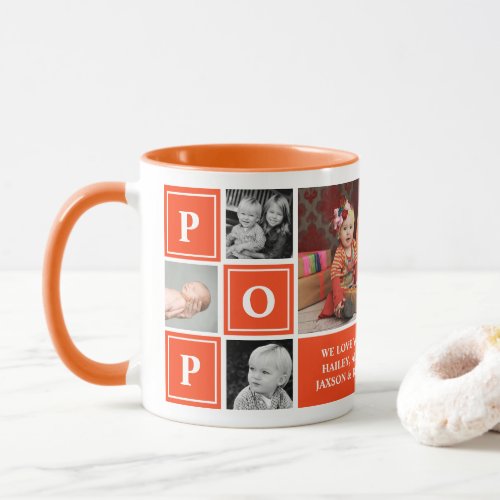 Pop We Love You Orange Custom Photo Collage Mug