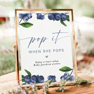 Pop When She Pops Baby Shower Champagne Favor Sign