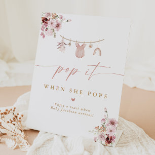 Pop When She Pops Baby Shower Favor Pedestal Sign