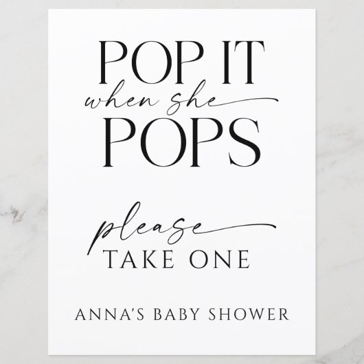 Pop When She Pops Personalized Baby Shower Favor (Front)