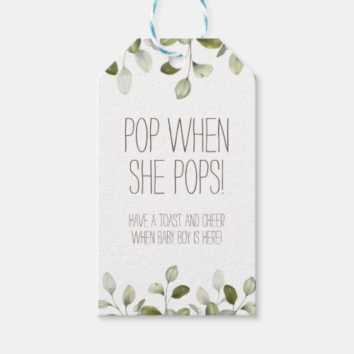 Pop when she Pops Wine Favor Tag for Baby Shower