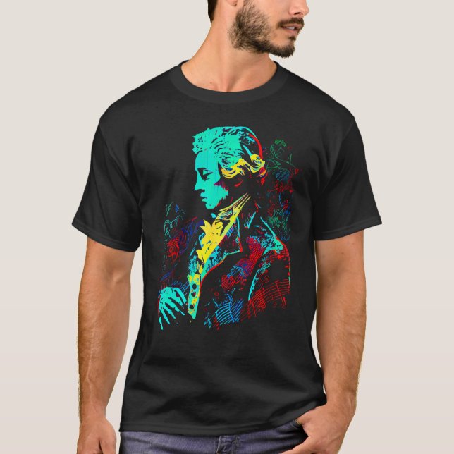 Pop Wolfgang Amadeus Mozart Music Composer Piano T-Shirt (Front)