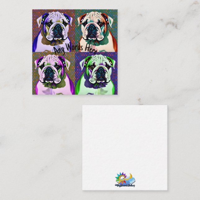 PopArt Bulldog Puppy Note Card (Front/Back)