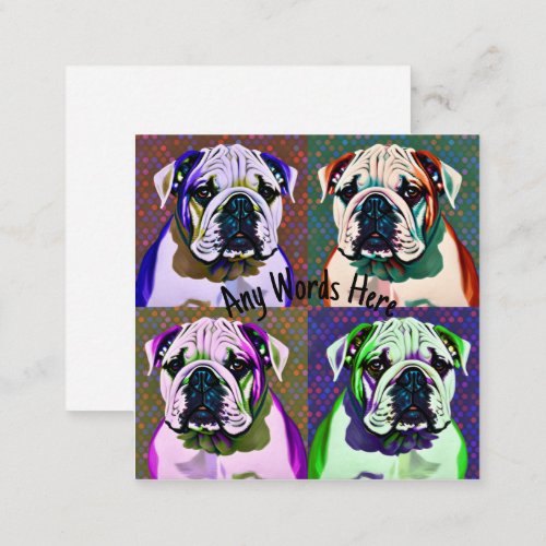 PopArt Bulldog Puppy Note Card