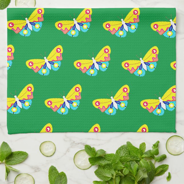 PopArt Butterfly Kitchen Towel (Folded)