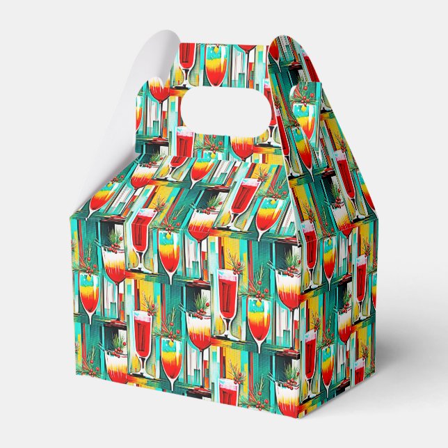 PopArt Christmas Cocktails Favor Boxes (Front Side)