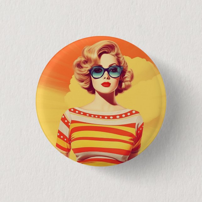 Popart design, Retro inspired Button (Front)