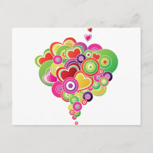 PopArt Pink and Green Hearts Postcard