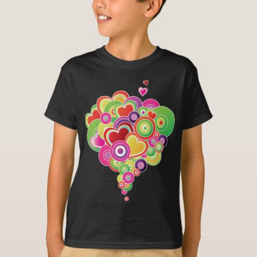 PopArt Pink and Green Hearts T_Shirt