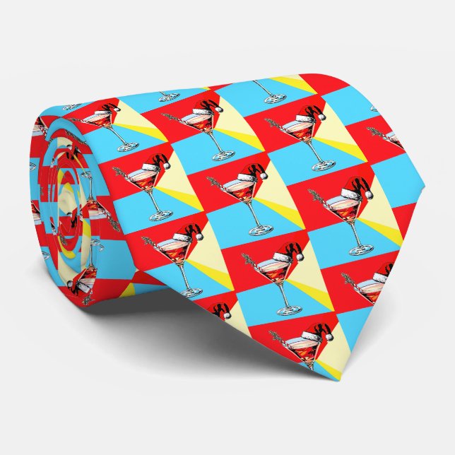 PopArt Santa Martini Neck Tie (Rolled)