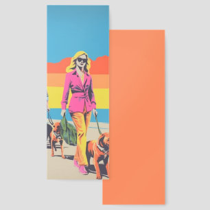 Popart style gift, beach dog walk bookmarks