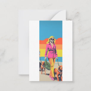 Popart style gift, beach dog walk note card