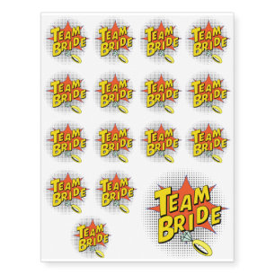 Popart Team Bride Temporary Tattoos