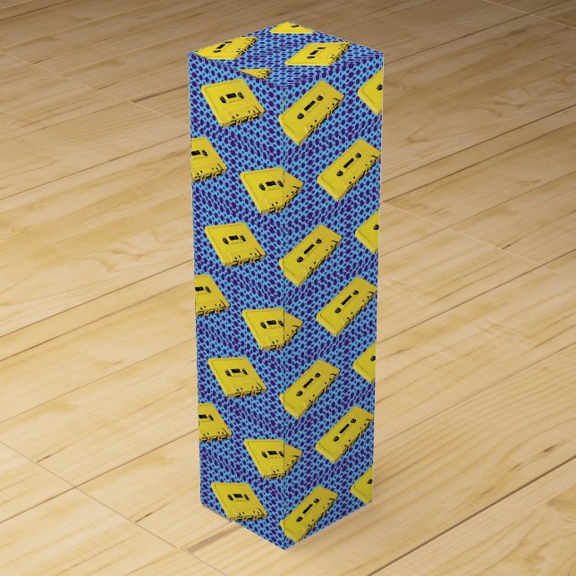PopArt Yellow Cassette Wrapping Paper Wine Box (Back)