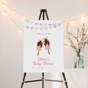 Popcicle Bow Ice Cream Baby Shower Welcome Sign 