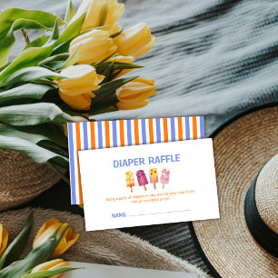 Popcicle Ice Cream Diaper Raffle Baby Shower Enclosure Card