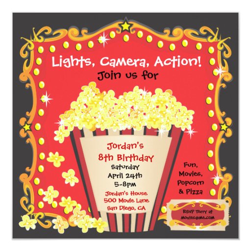 Popcorn Birthday Party Invitations 1