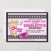 Popcorn and a Movie Birthday Party Invitation (Front)