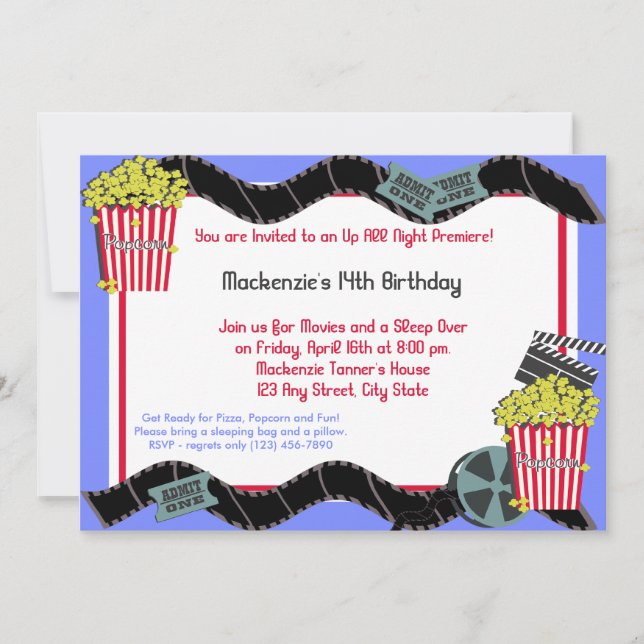Popcorn and a Movie Invitation (Front)