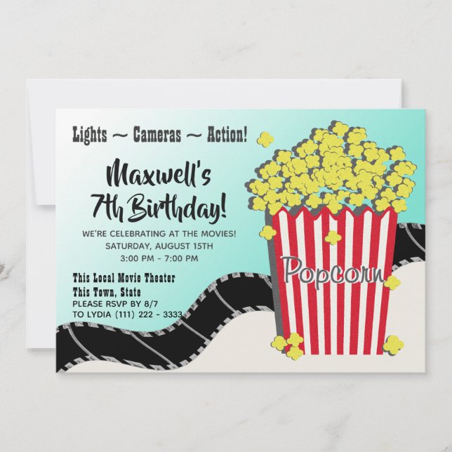 Popcorn and a Movie Invitation (Front)