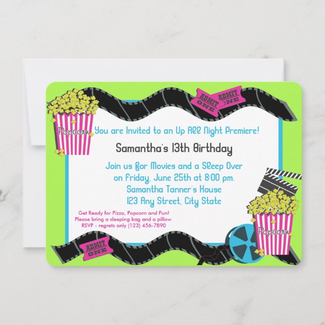 Popcorn and a Movie Invitation (Front)