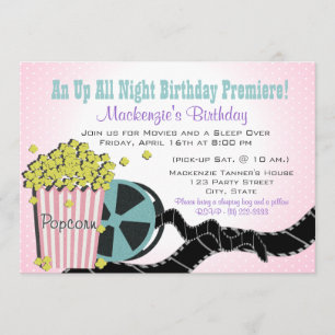 Popcorn and a Movie Sleepover Invitation