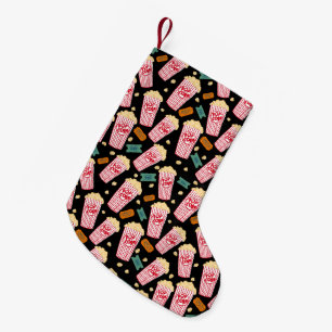 Popcorn and Movie Night Film Buffs Holiday Chill Small Christmas Stocking