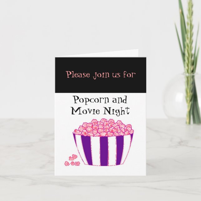 Popcorn and Movie Night Invitation (Front)