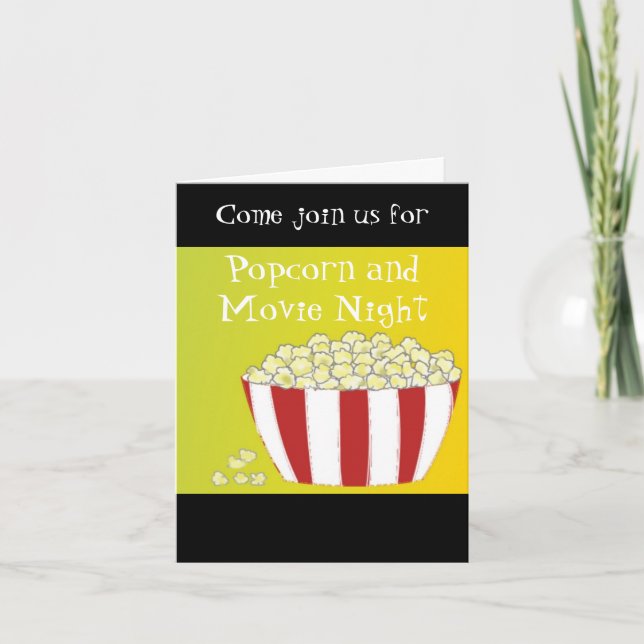 Popcorn and Movie Night Invitation (Front)