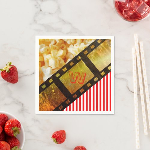 Popcorn and movie reel film napkins