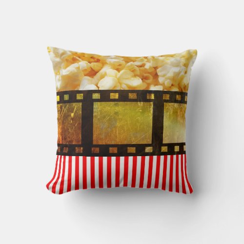 Popcorn and movie reel film pillow