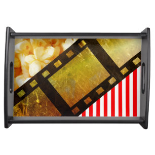 Popcorn and movie reel film serving tray