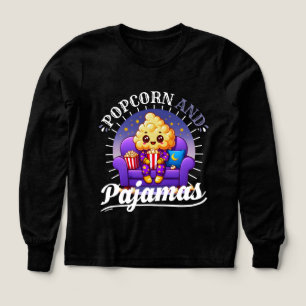 popcorn and pajamas design for girls Tri-Blend shirts
