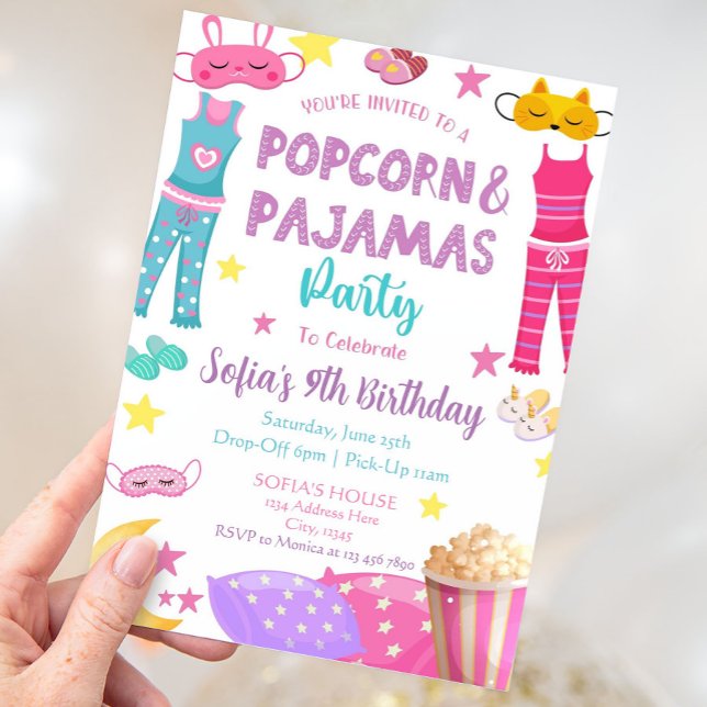 Popcorn and Pajamas Party Invitation (Creator Uploaded)