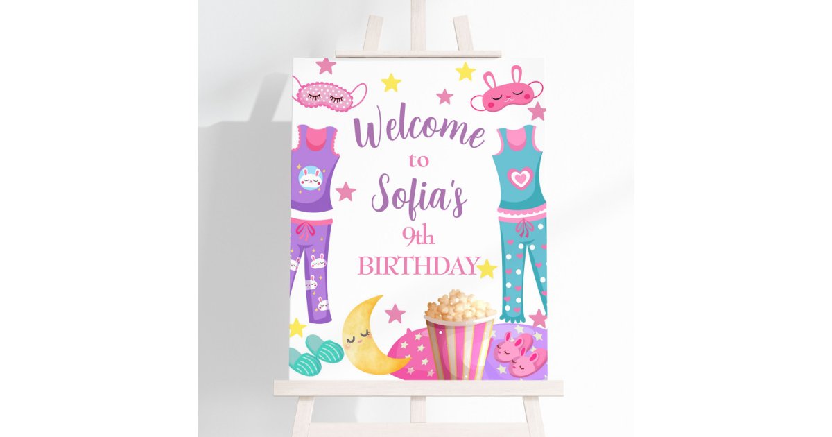 Pyjamas Signs Popcorn and Pajamas Welcome Sign | Zazzle