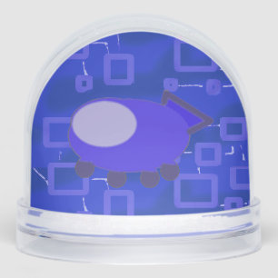 Popcorn Anime Blue Spaceship Aviation Snow Globe
