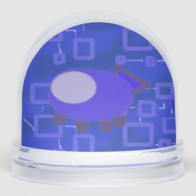Popcorn Anime Blue Spaceship Aviation Snow Globe (Front)